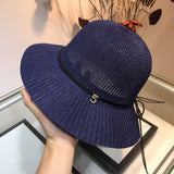 C-hat Womens Wide Brim Sun Hat with Wind Lanyard UPF 50 Beach Summer Sun Straw Hats for Women