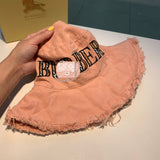 C-hat Burberry 100% Cotton Boonie Fishing Bucket Women Summer String Hat Cap
