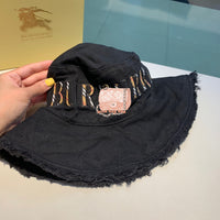 C-hat Burberry 100% Cotton Boonie Fishing Bucket Women Summer String Hat Cap