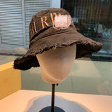 C-hat Burberry 100% Cotton Boonie Fishing Bucket Women Summer String Hat Cap