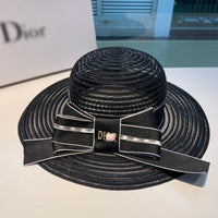 C-hat Dior Womens Big Bowknot Straw Hat Floppy Foldable Roll up Beach Cap Sun Hat UPF 50+