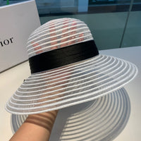 C-hat Dior Womens Big Bowknot Straw Hat Floppy Foldable Roll up Beach Cap Sun Hat UPF 50+