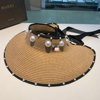 C-hat GUCCI  Foldable Sun Visors for Women Beach Hat Wide Brim Sun Hat Roll-Up Straw Hat