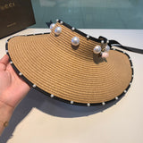 C-hat GUCCI  Foldable Sun Visors for Women Beach Hat Wide Brim Sun Hat Roll-Up Straw Hat