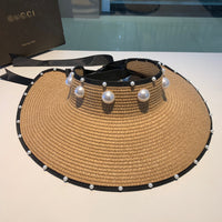 C-hat GUCCI  Foldable Sun Visors for Women Beach Hat Wide Brim Sun Hat Roll-Up Straw Hat