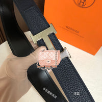 A-accessories Hermès Women Leather Belt for Pants Dress Jeans Waist Belt with Brushed Alloy Buckle