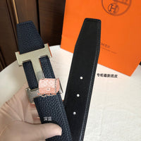 A-accessories Hermès Women Leather Belt for Pants Dress Jeans Waist Belt with Brushed Alloy Buckle