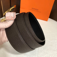 A-accessories Hermès Women Leather Belt for Pants Dress Jeans Waist Belt with Brushed Alloy Buckle