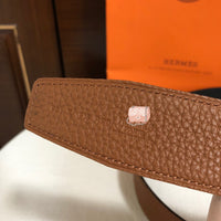 A-accessories Hermès Women Leather Belt for Pants Dress Jeans Waist Belt with Brushed Alloy Buckle