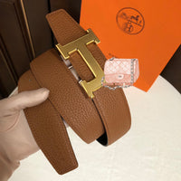 A-accessories Hermès Women Leather Belt for Pants Dress Jeans Waist Belt with Brushed Alloy Buckle