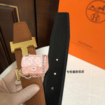 A-accessories Hermès Women Leather Belt for Pants Dress Jeans Waist Belt with Brushed Alloy Buckle