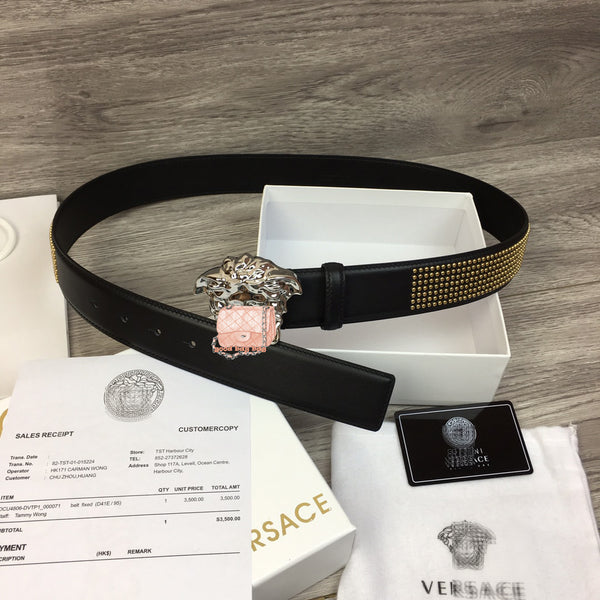 A-accessories V.e.r.s.a.c.e Men's Genuine Leather Dress Belt, Handmade, 100% Cow Leather, Fashion & Classic Designs for Work Business and Casual
