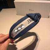 A-accessories Dior Wide Plain Headbands Knot Turban Headband Fashion Elastic Hairband Wide Hair Band Headwear