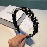 A-accessories Retro Twisted Faux Pearl Headband Wide Head Hoop Decor for Women Girls