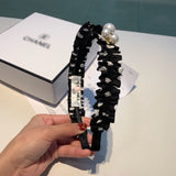 A-accessories Retro Twisted Faux Pearl Headband Wide Head Hoop Decor for Women Girls