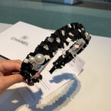 A-accessories Retro Twisted Faux Pearl Headband Wide Head Hoop Decor for Women Girls