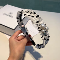A-accessories Retro Twisted Faux Pearl Headband Wide Head Hoop Decor for Women Girls