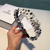 A-accessories Retro Twisted Faux Pearl Headband Wide Head Hoop Decor for Women Girls