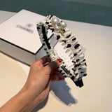 A-accessories Retro Twisted Faux Pearl Headband Wide Head Hoop Decor for Women Girls