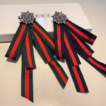 A-accessories GUCCI  Rhinestone Crystal Ribbon brooches Bow Brooch pre-Tied Bow tie