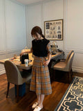 D-clothing BurberryWomen's Japan high Waisted Pleated Cosplay Costumes Skirts + black T-shirt
