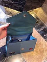 M-Handbag Prada 22-18cm Glossy Envelope Evening Clutch Faux Patent Leather Women Chain Shoulder Bag Solid Color Purse
