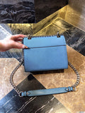M-Handbag Prada 22-18cm Glossy Envelope Evening Clutch Faux Patent Leather Women Chain Shoulder Bag Solid Color Purse