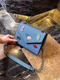 M-Handbag Prada 22-18cm Glossy Envelope Evening Clutch Faux Patent Leather Women Chain Shoulder Bag Solid Color Purse