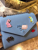 M-Handbag Prada 22-18cm Glossy Envelope Evening Clutch Faux Patent Leather Women Chain Shoulder Bag Solid Color Purse