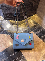 M-Handbag Prada 22-18cm Glossy Envelope Evening Clutch Faux Patent Leather Women Chain Shoulder Bag Solid Color Purse
