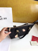 M-Handbag Coach 26-23cm Women's Soft Faux Leather Tote Shoulder Bag Big Capacity Tassel Handbag