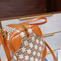 M-Handbag 25cm Mini Boston Bag In Textile With Triomphe Embroidery Super Leather Women Handbag Shoulder Boston Bag Tote France Bags Luxury Handbags