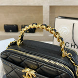 M-Handbag 19-15cm Small Vanity Case Fashion Ladies Shoulder Bag Shoulder Bag Bucket Bag Lambskin Shiny Crumpled Calfskin Gold-Tone Metal Cosmetic bag Small Square Box Bag Iady Chain Shoulder Messenger Bag