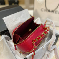 M-Handbag 19-15cm Small Vanity Case Fashion Ladies Shoulder Bag Shoulder Bag Bucket Bag Lambskin Shiny Crumpled Calfskin Gold-Tone Metal Cosmetic bag Small Square Box Bag Iady Chain Shoulder Messenger Bag