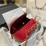 M-Handbag 19-15cm Small Vanity Case Fashion Ladies Shoulder Bag Shoulder Bag Bucket Bag Lambskin Shiny Crumpled Calfskin Gold-Tone Metal Cosmetic bag Small Square Box Bag Iady Chain Shoulder Messenger Bag