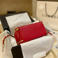 M-Handbag 19-15cm Small Vanity Case Fashion Ladies Shoulder Bag Shoulder Bag Bucket Bag Lambskin Shiny Crumpled Calfskin Gold-Tone Metal Cosmetic bag Small Square Box Bag Iady Chain Shoulder Messenger Bag
