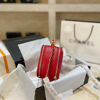 M-Handbag 19-15cm Small Vanity Case Fashion Ladies Shoulder Bag Shoulder Bag Bucket Bag Lambskin Shiny Crumpled Calfskin Gold-Tone Metal Cosmetic bag Small Square Box Bag Iady Chain Shoulder Messenger Bag
