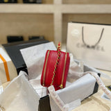 M-Handbag 19-15cm Small Vanity Case Fashion Ladies Shoulder Bag Shoulder Bag Bucket Bag Lambskin Shiny Crumpled Calfskin Gold-Tone Metal Cosmetic bag Small Square Box Bag Iady Chain Shoulder Messenger Bag