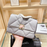 M-Handbag 25-18cm 19 Flap Bag Shoulder Bag Women Fashion Small Leather Original Crossbody Bags With Goatskin Gold-Tone Silver-Tone Ruthenium-Finish MetalBlack For Women Men Gym Bag