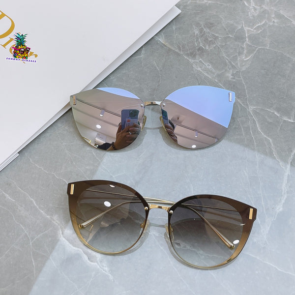 S-sunglasses Dior Women's Oval Cat Eye Sunglasses For CD0230S Lady Metal Shades Luxury Sunglasses Female Driving Glasses Fashion Women Mirror Eyewear Frame Metal Temple UV400