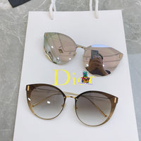 S-sunglasses Dior Women's Oval Cat Eye Sunglasses For CD0230S Lady Metal Shades Luxury Sunglasses Female Driving Glasses Fashion Women Mirror Eyewear Frame Metal Temple UV400