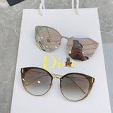 S-sunglasses Dior Women's Oval Cat Eye Sunglasses For CD0230S Lady Metal Shades Luxury Sunglasses Female Driving Glasses Fashion Women Mirror Eyewear Frame Metal Temple UV400
