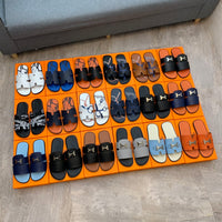 S-shoe H.e.r.m.e.s New Summer Slippers Letter Metal Buckle Flip Flops Genuine Leather Sandals Women Fashion Flats Shoes Ladies Slipper Women's Sandals Flat Slippers Non-slip Beach Shoes Casual Shoes Ladies Sandals