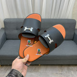 S-shoe H.e.r.m.e.s New Summer Slippers Letter Metal Buckle Flip Flops Genuine Leather Sandals Women Fashion Flats Shoes Ladies Slipper Women's Sandals Flat Slippers Non-slip Beach Shoes Casual Shoes Ladies Sandals