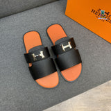 S-shoe H.e.r.m.e.s New Summer Slippers Letter Metal Buckle Flip Flops Genuine Leather Sandals Women Fashion Flats Shoes Ladies Slipper Women's Sandals Flat Slippers Non-slip Beach Shoes Casual Shoes Ladies Sandals