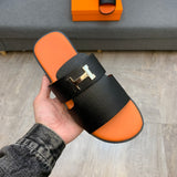 S-shoe H.e.r.m.e.s New Summer Slippers Letter Metal Buckle Flip Flops Genuine Leather Sandals Women Fashion Flats Shoes Ladies Slipper Women's Sandals Flat Slippers Non-slip Beach Shoes Casual Shoes Ladies Sandals