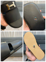 S-shoe H.e.r.m.e.s New Summer Slippers Letter Metal Buckle Flip Flops Genuine Leather Sandals Women Fashion Flats Shoes Ladies Slipper Women's Sandals Flat Slippers Non-slip Beach Shoes Casual Shoes Ladies Sandals