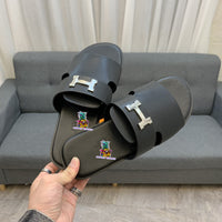 S-shoe H.e.r.m.e.s New Summer Slippers Letter Metal Buckle Flip Flops Genuine Leather Sandals Women Fashion Flats Shoes Ladies Slipper Women's Sandals Flat Slippers Non-slip Beach Shoes Casual Shoes Ladies Sandals