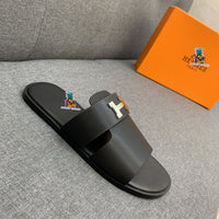 S-shoe H.e.r.m.e.s New Summer Slippers Letter Metal Buckle Flip Flops Genuine Leather Sandals Women Fashion Flats Shoes Ladies Slipper Women's Sandals Flat Slippers Non-slip Beach Shoes Casual Shoes Ladies Sandals