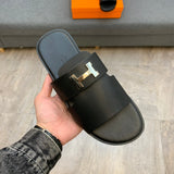 S-shoe H.e.r.m.e.s New Summer Slippers Letter Metal Buckle Flip Flops Genuine Leather Sandals Women Fashion Flats Shoes Ladies Slipper Women's Sandals Flat Slippers Non-slip Beach Shoes Casual Shoes Ladies Sandals